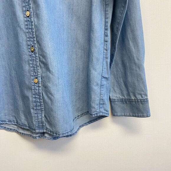 Club Monaco Chambray Denim Button Down Top - Picture 4 of 11